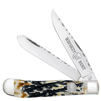 Whiskey Bent Whiskey Bent Carved Burnt Bone Trapper Filework Knife