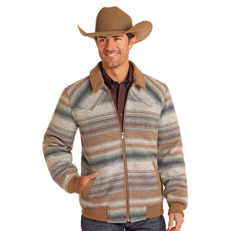 Powder River Powder River By Panhandle Serape Stripe Wool Bomber Jacket