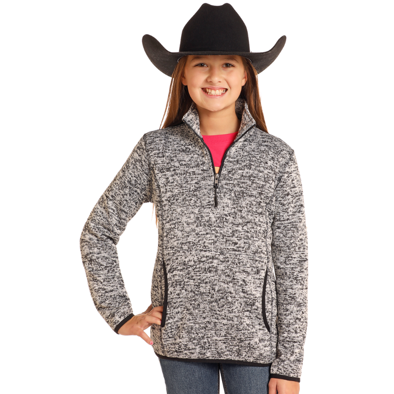 Powder River Powder River By Panhandle Knit Melange Pullover - Black Heather
