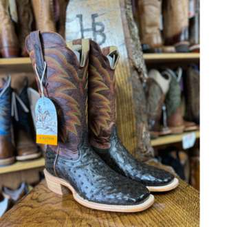 R Watson R. Watson Nicotine Full Quill Ostrich Western Boot