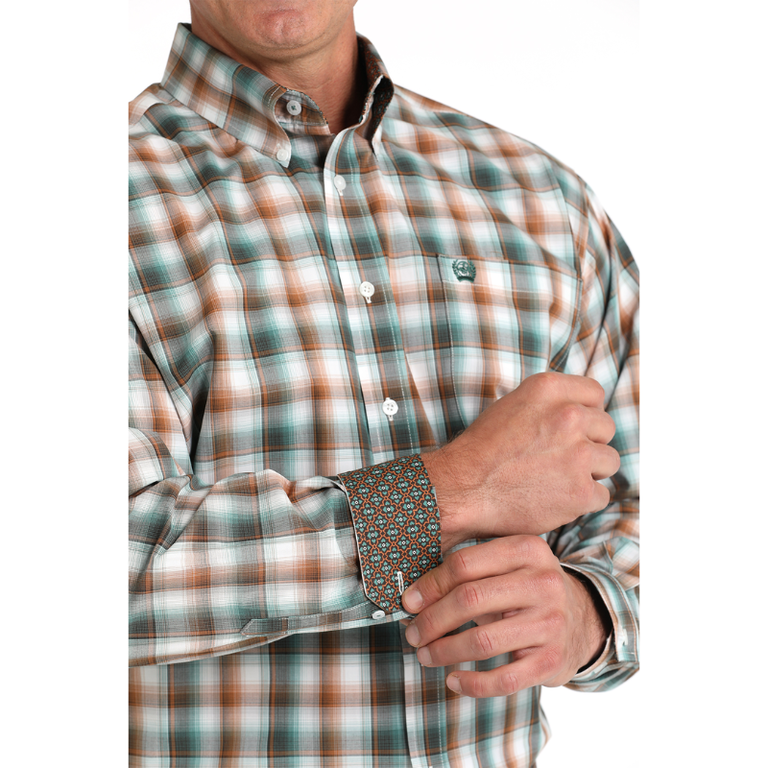 Cinch Cinch L/S Plaid Shirt - Orange/Green/Brown