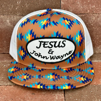 Cactus Alley Hat Co Cactus Alley Jesus And John Wayne Cap - Brown Aztec