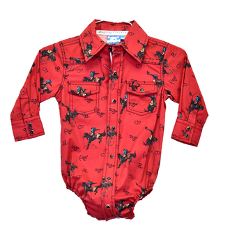 Cowboy Hardware Cowboy Hardare Vintage Bronc L/S Romper - Red
