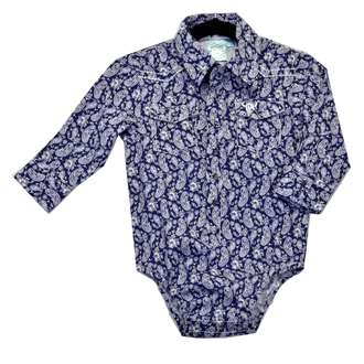 Cowboy Hardware Cowboy Hardware Tonal Paisley L/S Romper - Navy