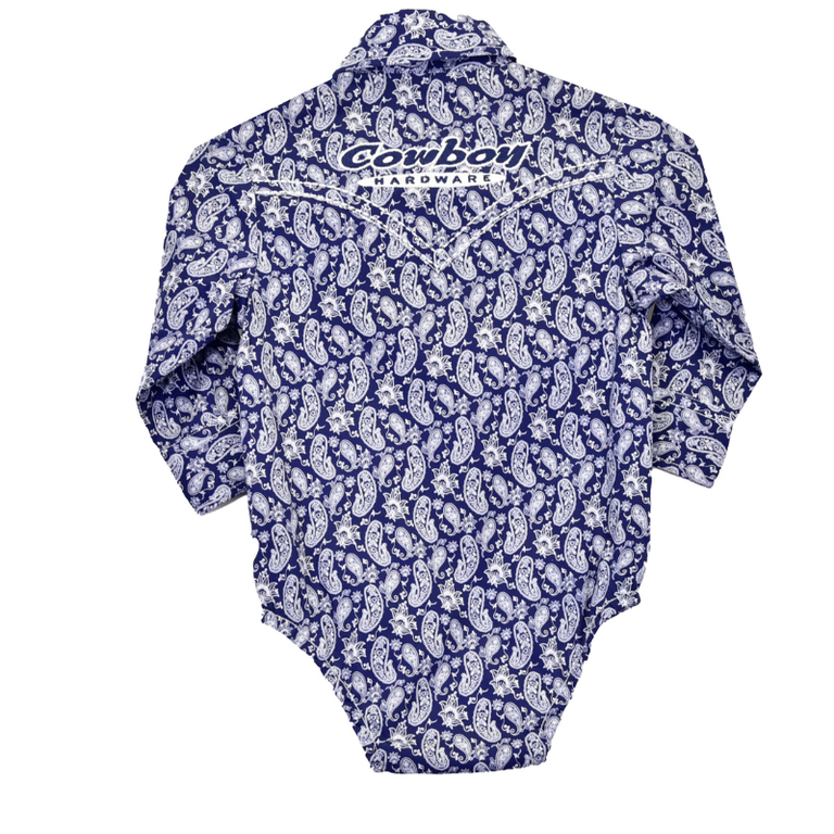 Cowboy Hardware Cowboy Hardware Tonal Paisley L/S Romper - Navy