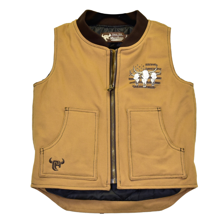 Cowboy Hardware Cowboy Hardware Triple Skull Canvas Vest - Camel