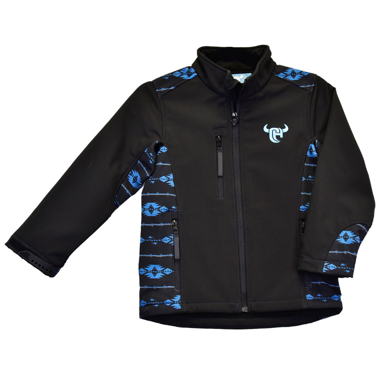 Cowboy Hardware Cowboy Hardware Tonal Aztec Accent Poly Shell Jacket - Youth - Black