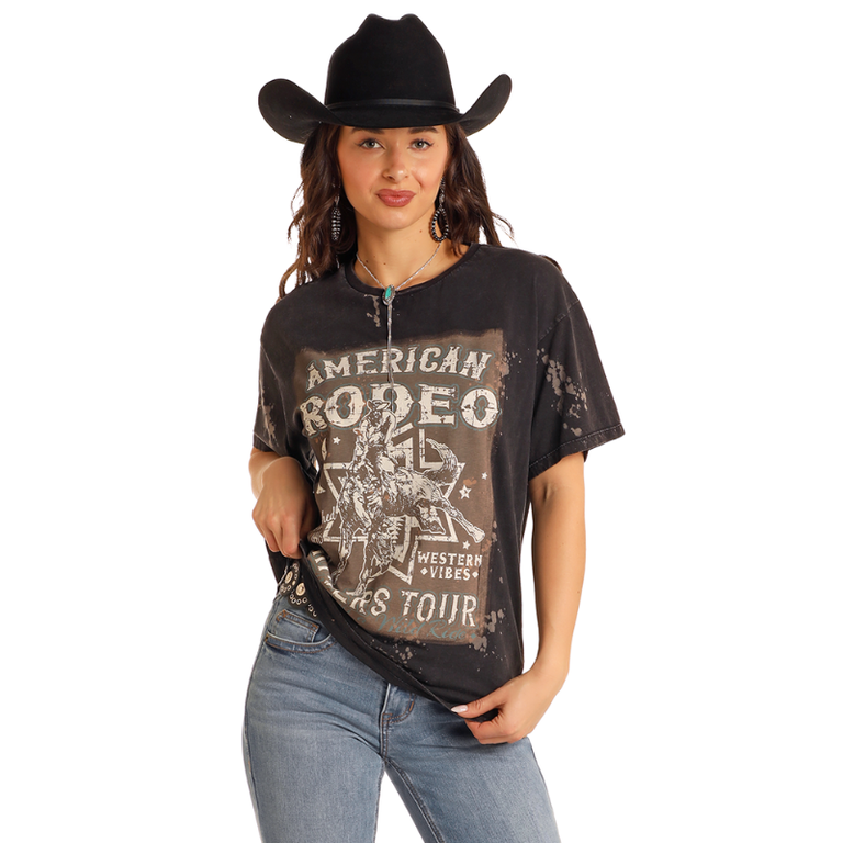 Rock and Roll Rock And Roll Oversized American Rodeo S/S Tshirt - Black