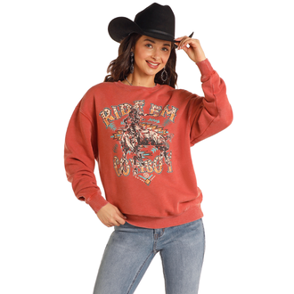 Rock and Roll Rock And Roll Oversized Ride Em Cowboy Sweatshirt - Scarlet
