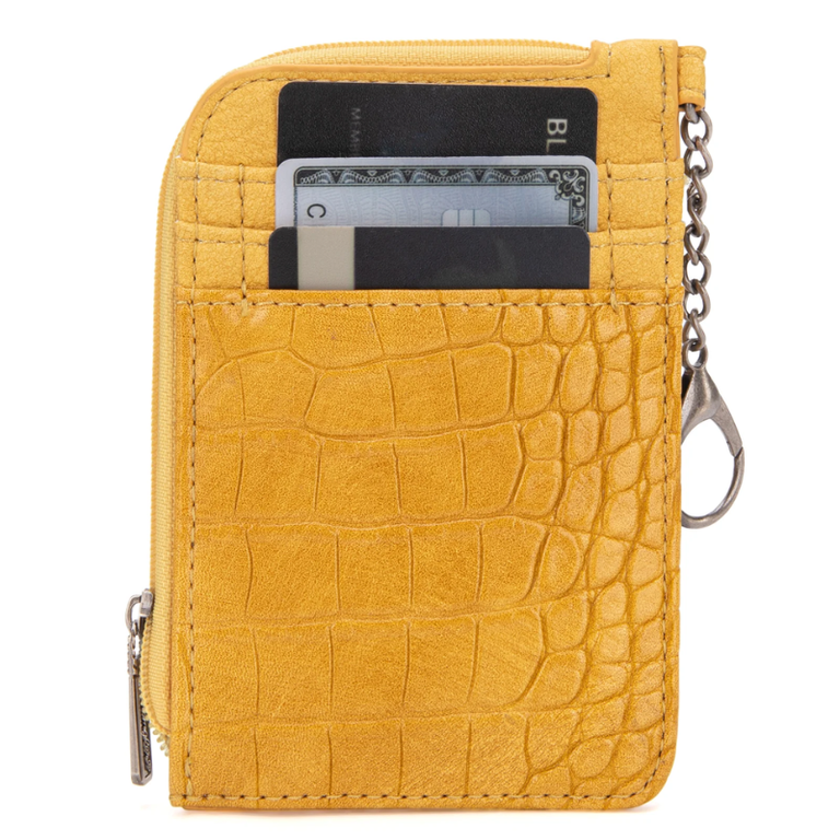 Wrangler Wrangler Croc Print Mini Zip Card Case - Mustard