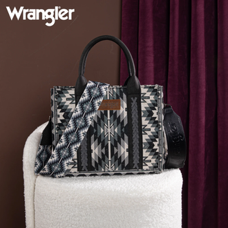 Wrangler Wrangler Southwestern Pattern Dual Sided Print Concealed Carry Tote/Crossbody - Black