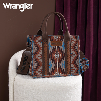 Wrangler Wrangler Southwestern Pattern Dual Sided Print Concealed Carry Tote/Crossbody - Coffee