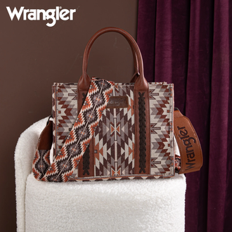 Wrangler Wrangler Southwestern Pattern Dual Sided Print -Tote/Crossbody - Brown
