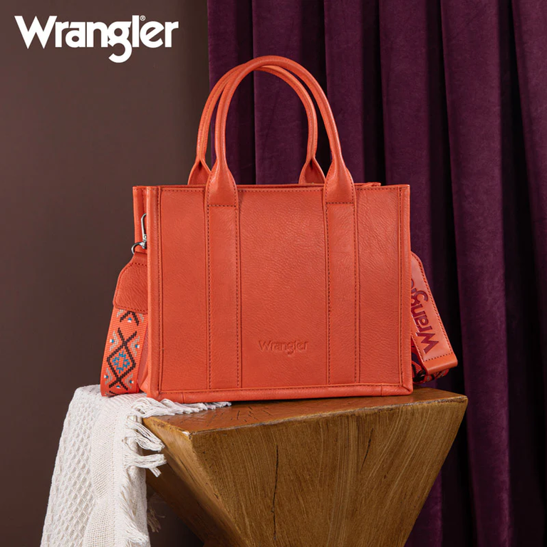 Wrangler Wrangler Aztec Embroidered Whipstitch Tote/Crossbody - Orange