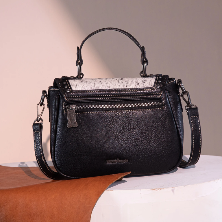 Trinity Ranch Trinity Ranch Hair-On Cowhide Saddle Shape Collection Crossbody/Satchel - Black