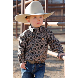 Cinch Cinch L/S Shirt - Brown/Black Pattern - Toddler
