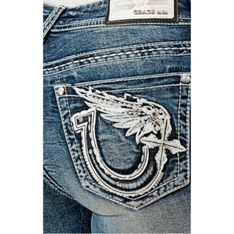 Grace in LA Grace In LA Wing/Horseshoe Jeans - 34" Inseam