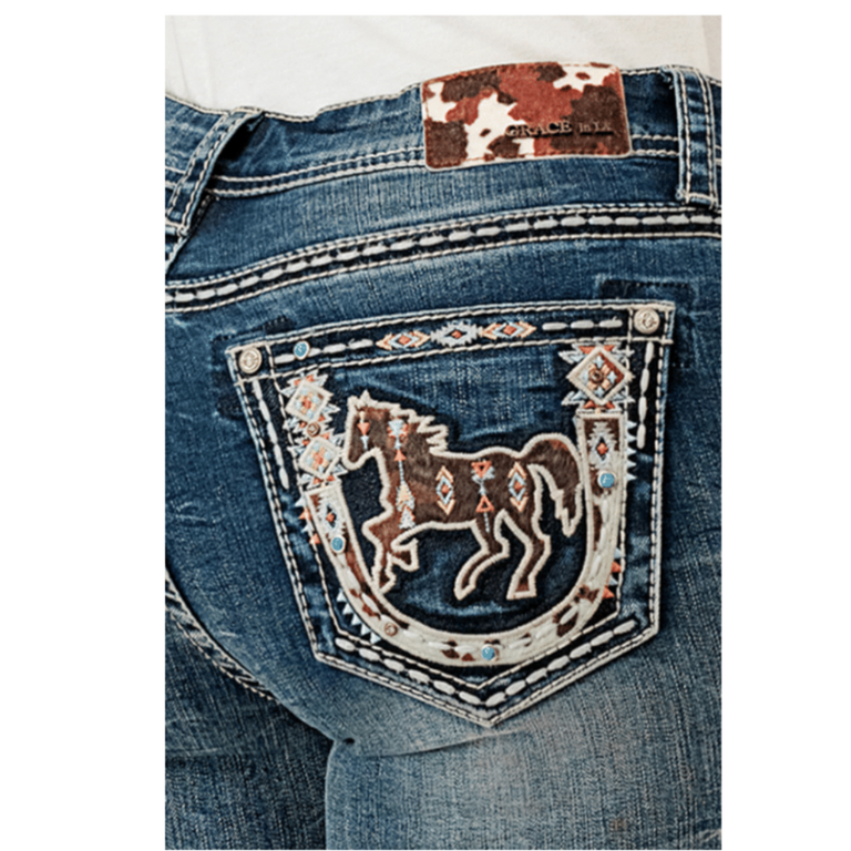 Grace in LA Grace In LA Horse/Horseshoe Jeans