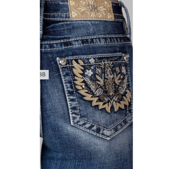 Miss Me Miss Me Mid-Rise Slim Boot Cut Jeans - Floral Pocket
