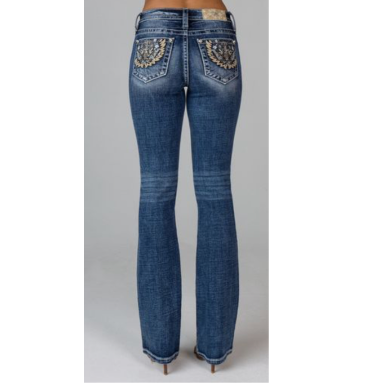 Miss Me Miss Me Mid-Rise Slim Boot Cut Jeans - Floral Pocket