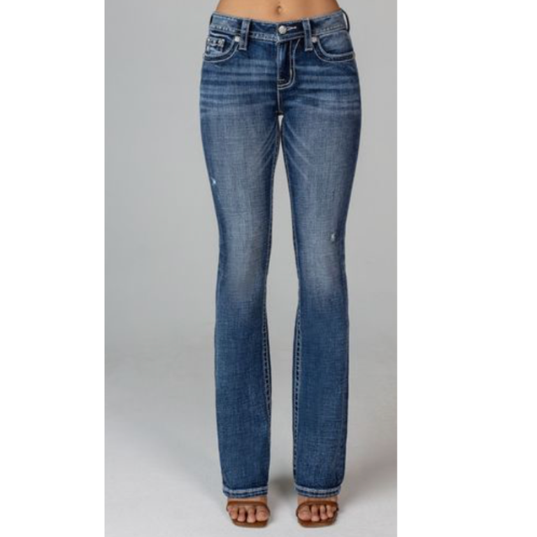 Miss Me Miss Me Mid-Rise Slim Boot Cut Jeans - Floral Pocket