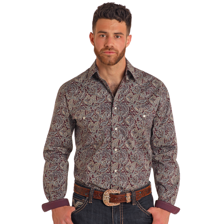 Panhandle Panhandle Snap L/S Shirt - Purple Paisley