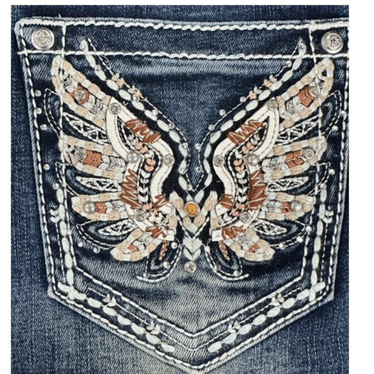 Grace in LA Grace In LA Midrise Boot Cut Jeans - Butterfly Pocket - 32" Inseam