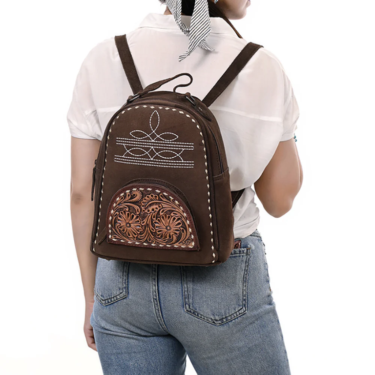 American Darling Suede Boot Stitch Backpack - Chocolate