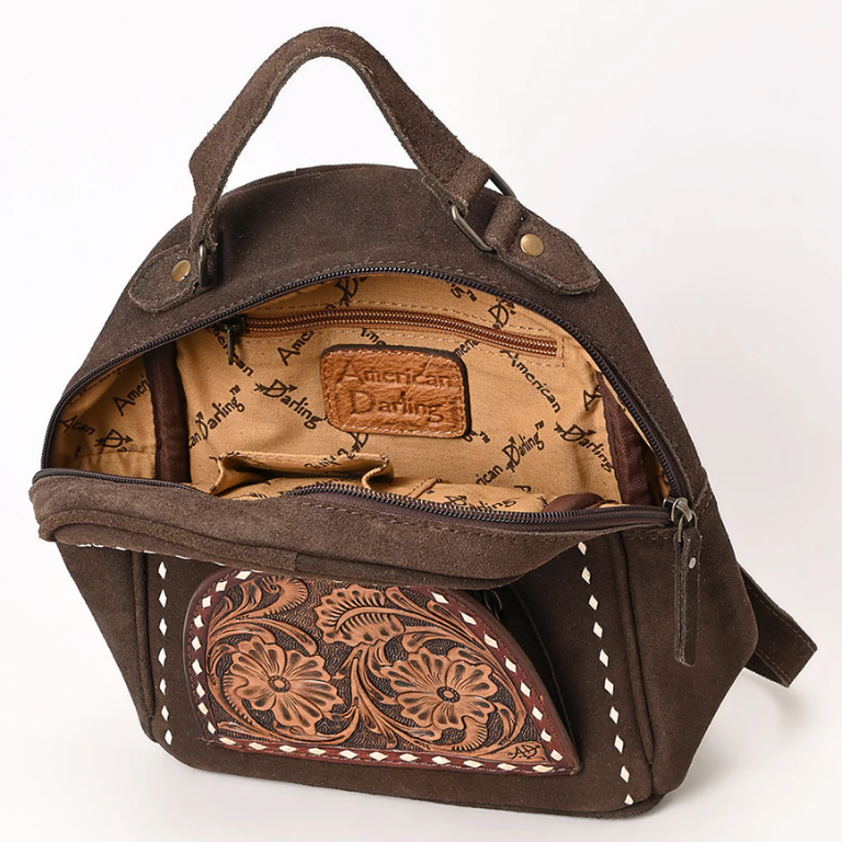 American Darling Suede Boot Stitch Backpack - Chocolate