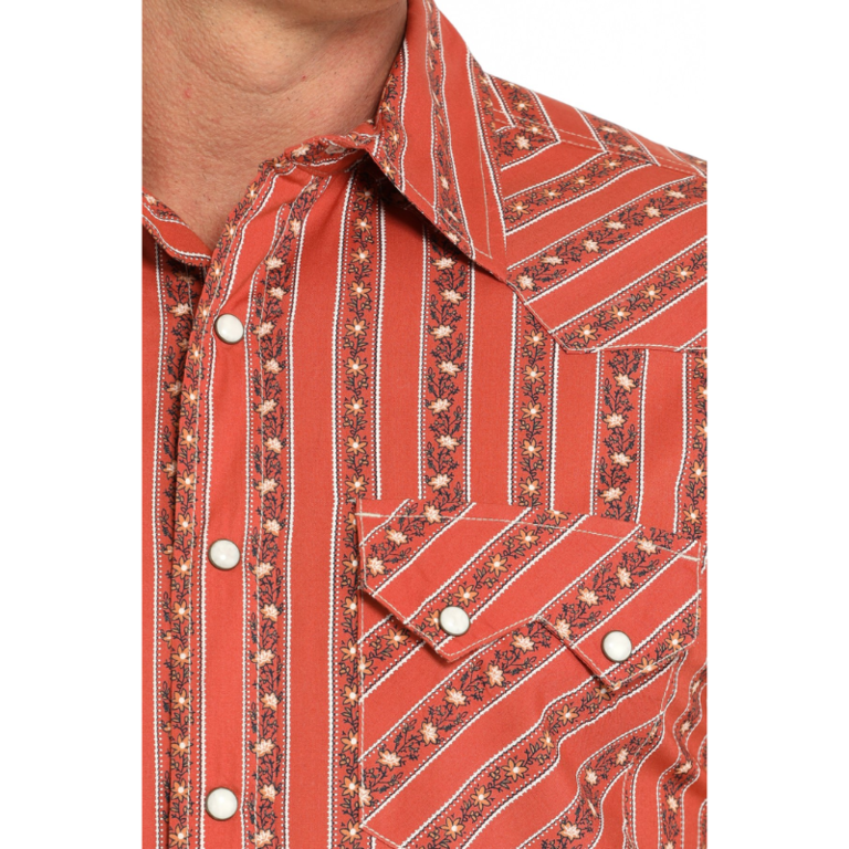 Cinch Cinch Modern Fit Stripe L/S Western Shirt - Orange