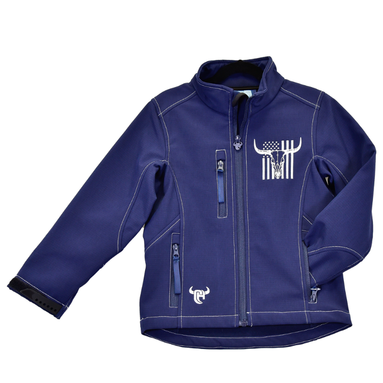 Cowboy Hardware Cowboy Hardware Skull Flag Poly Shell Jacket - Youth - Navy