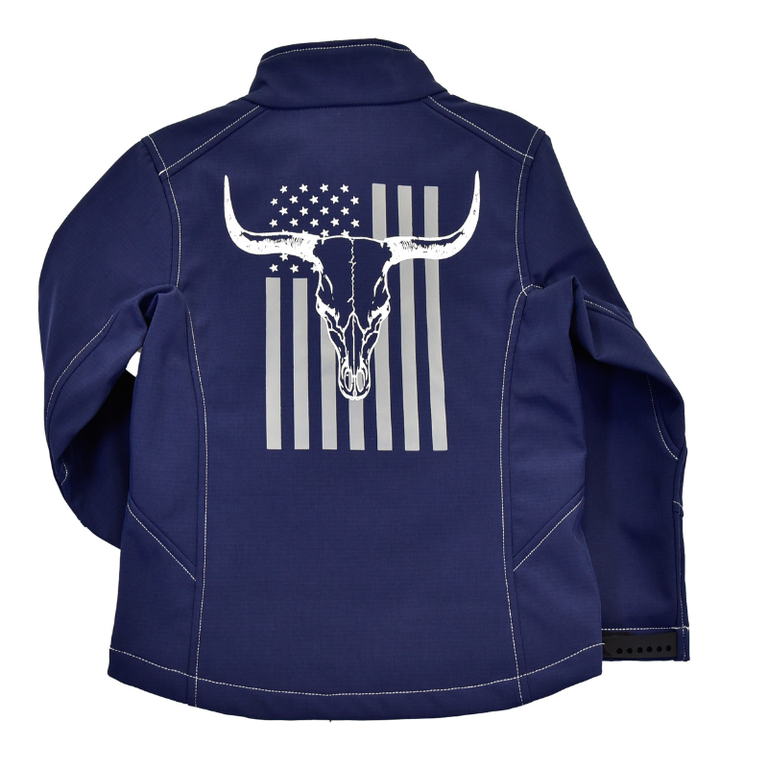 Cowboy Hardware Cowboy Hardware Skull Flag Poly Shell Jacket - Youth - Navy