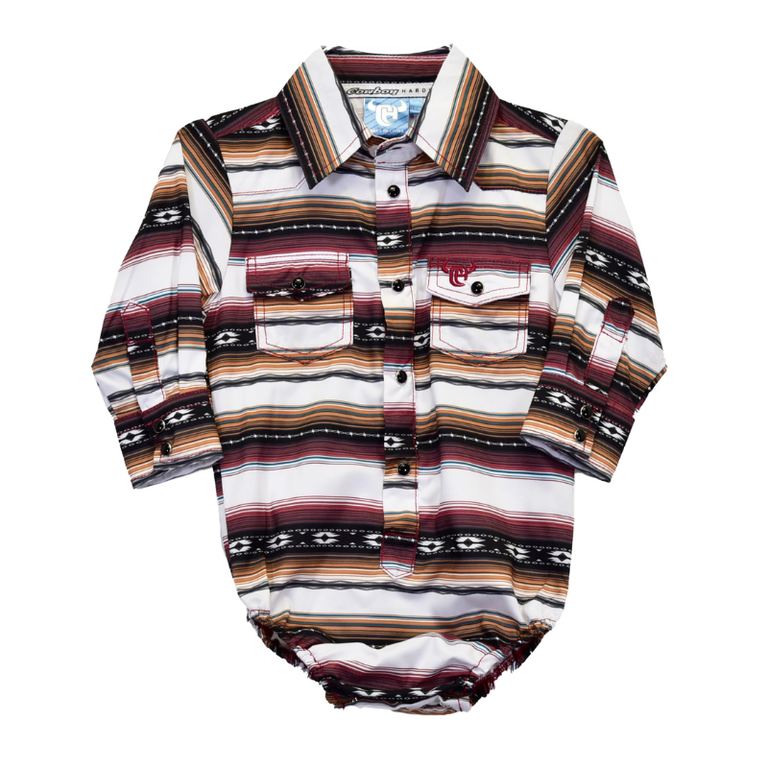 Cowboy Hardware Cowboy Hardware Striped Aztec L/S Romper