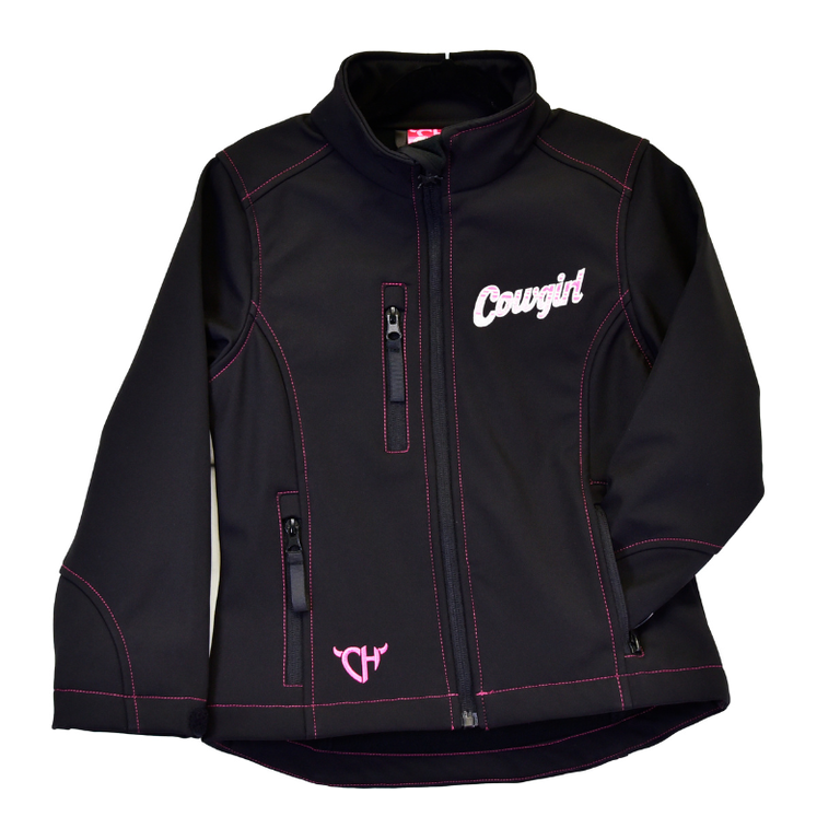 Cowgirl Hardware Cowgirl Hardware Sassy Cowgirl Poly Shell Jacket - Toddler - Black/Pink