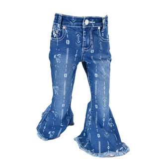 Cowgirl Hardware Cowgirl Hardware Skull Aztec Bell Bottom Jeans - Youth - Medium Wash
