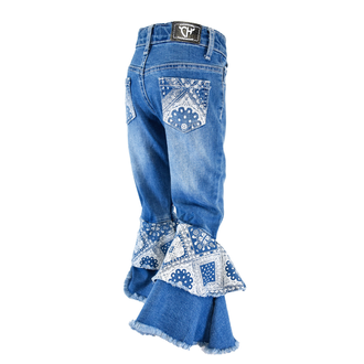 Cowgirl Hardware Cowgirl Hardware Bandana Double Ruffle Bell Bottom - Toddler - Medium Wash