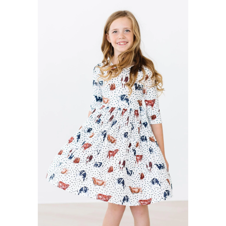 Mila & Rose Mila & Rose Moo Meadows 3/4 Sleeve Twirl Dress