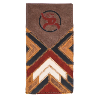 Hooey Hooey Kamali Patchwork With Brown Leather Overlay and Roughy Embossed Logo Rodeo Wallet