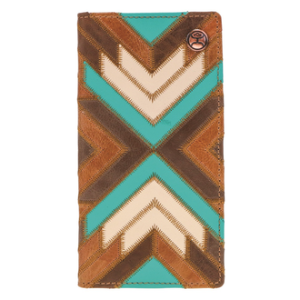 Hooey Hooey Montezuma Patchwork With Turquoise Accents Rodeo Wallet