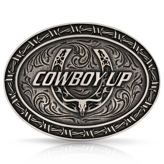 Montana Silversmiths Montana Silversmiths Cowboy Up Oval Horseshoe Buckle