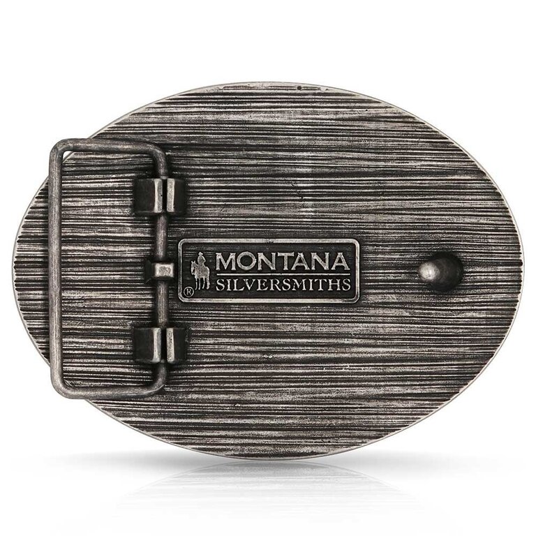 Montana Silversmiths Montana Silversmiths Cowboy Up Oval Horseshoe Buckle