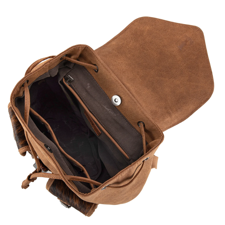 Trinity Ranch Trinity Ranch Genuine Hair-On Cowhide Tooled Backpack - Coffee