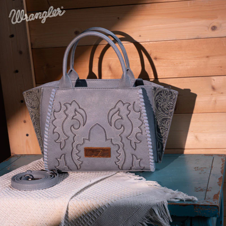 Wrangler Wrangler Embroidered Trapezoid Tote/Crossbody Bag - Jean