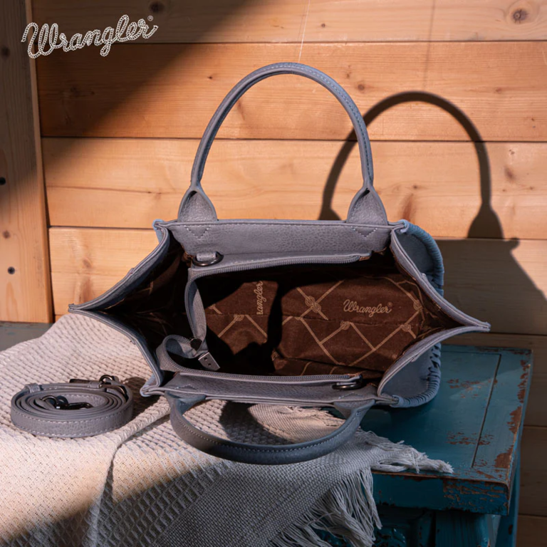 Wrangler Wrangler Embroidered Trapezoid Tote/Crossbody Bag - Jean