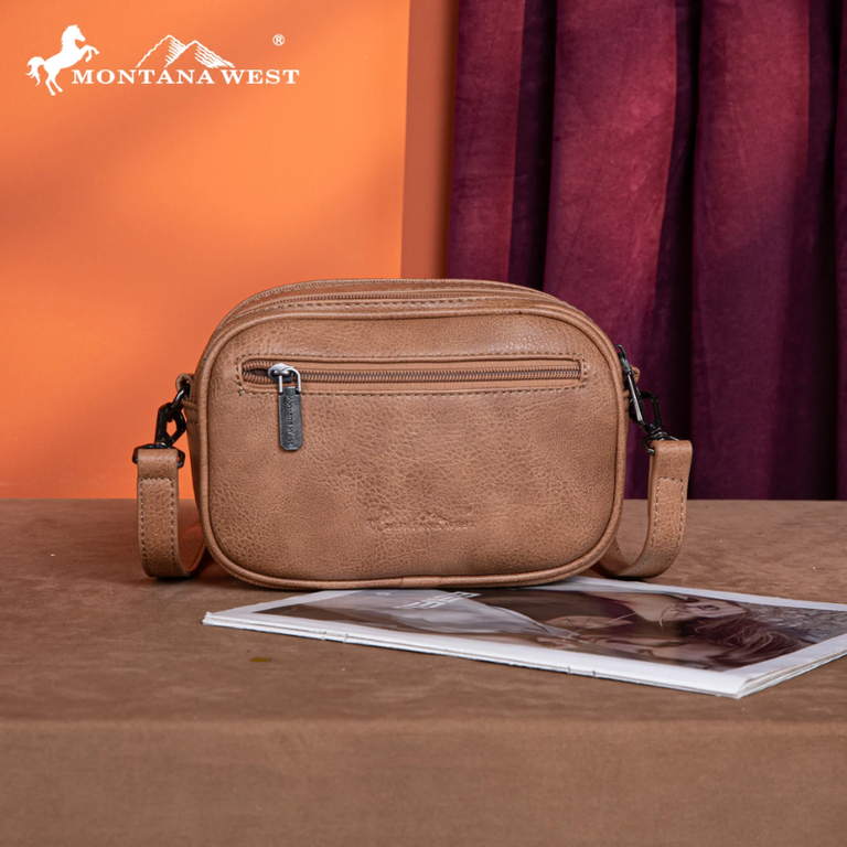 Montana West Tooled Collection Crossbody Bag - Brown Cowprint