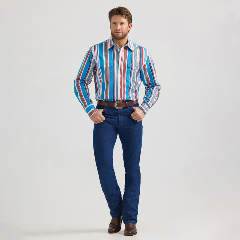 Wrangler Wrangler Vintage L/S Striped Shirt - Red/Blue/White