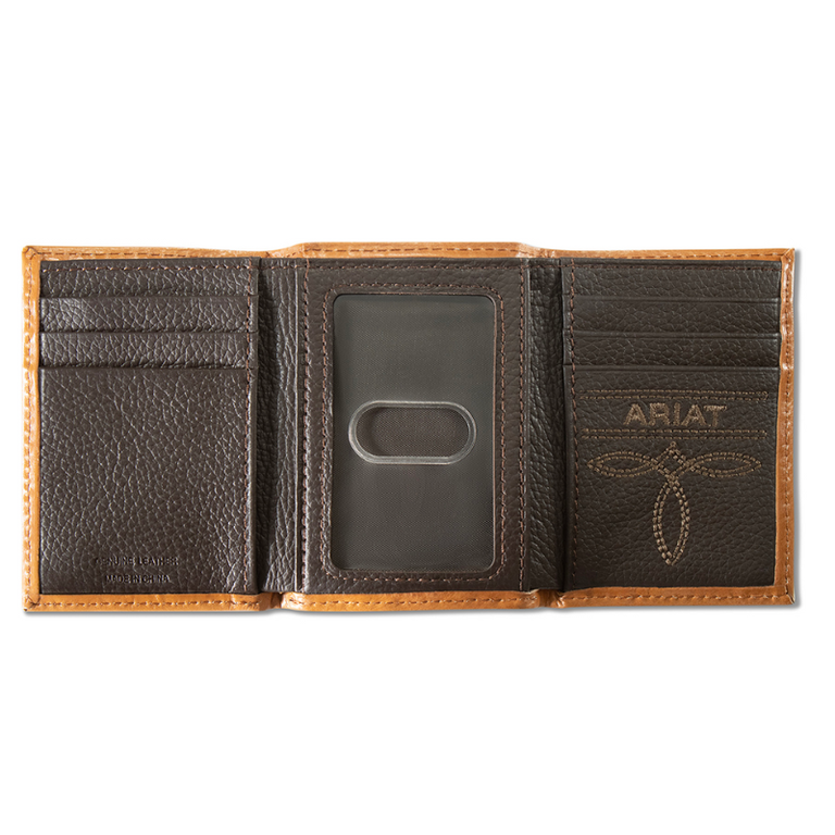 Ariat Ariat Basket Weave Floral Shield Trifold Wallet
