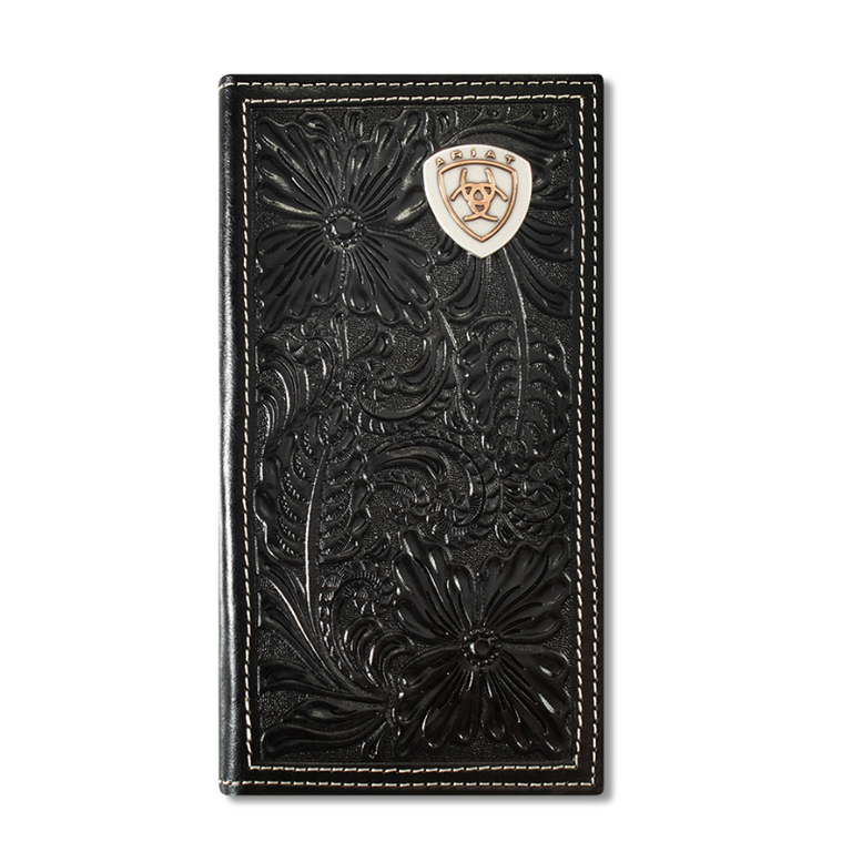 Ariat Ariat Floral Embossed Black Shield Rodeo Wallet