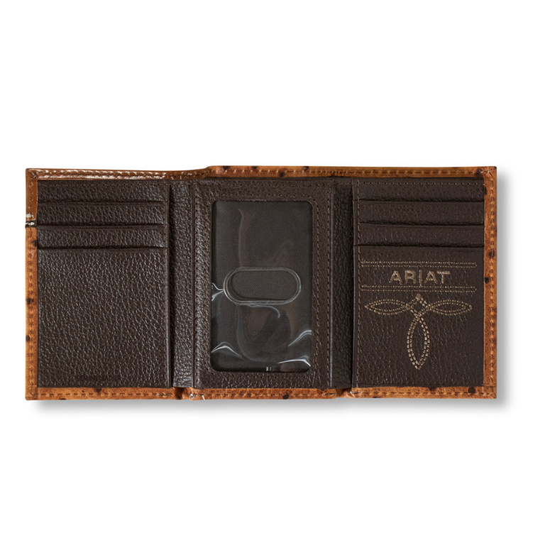 Ariat Ariat Ostrich Print Floral Embossed Trifold Wallet