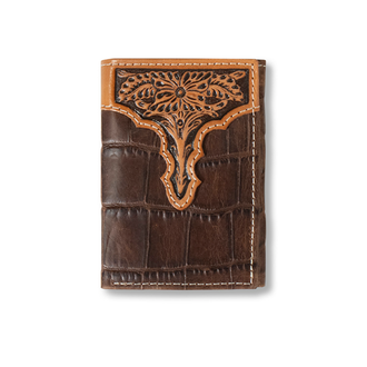 Ariat Ariat Croc Print Floral Embossed Trifold Wallet